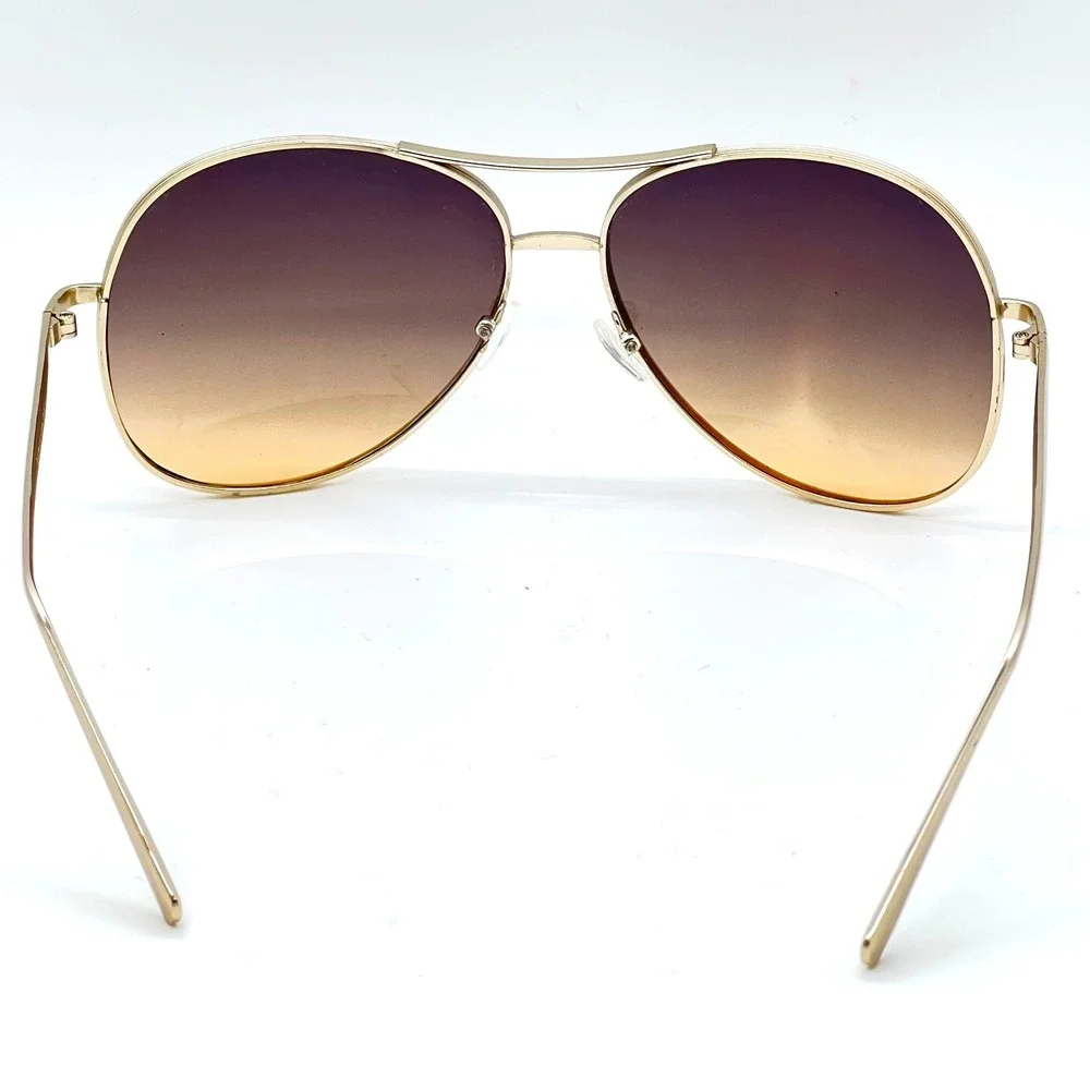 Aviator Sunglasses Gold Frame Brown Gradient Lens Fashion Trendy Shades Lentes‎